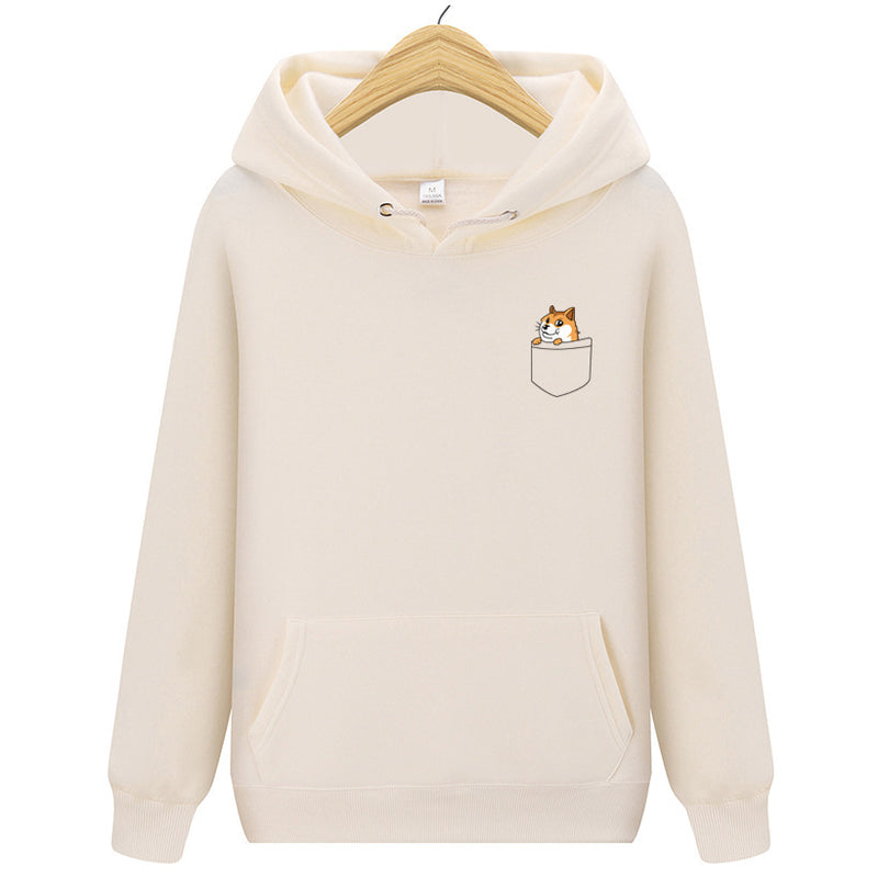 Adolesence Sweatshirt Cartoon Pocket Cat Print Hooded