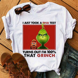 Men and Women Grinch Shirt Christmas Loose Grinch Printed Short Sleeve