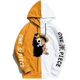 Anime Hoddies Anime Anime One Piece Luffy Printed Sweater Contrast Color Hoodie One Piece