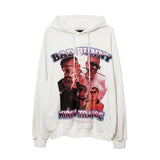 Man Fall Outfits Hip Hop Printed Hoodie Men's and Women's Pullover Black White Autumn and Winter