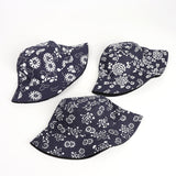 Bucket Hat Fishing Cap Cotton Print Fisherman Hat Men and Women Vintage Printing Bucket Hat Outdoor