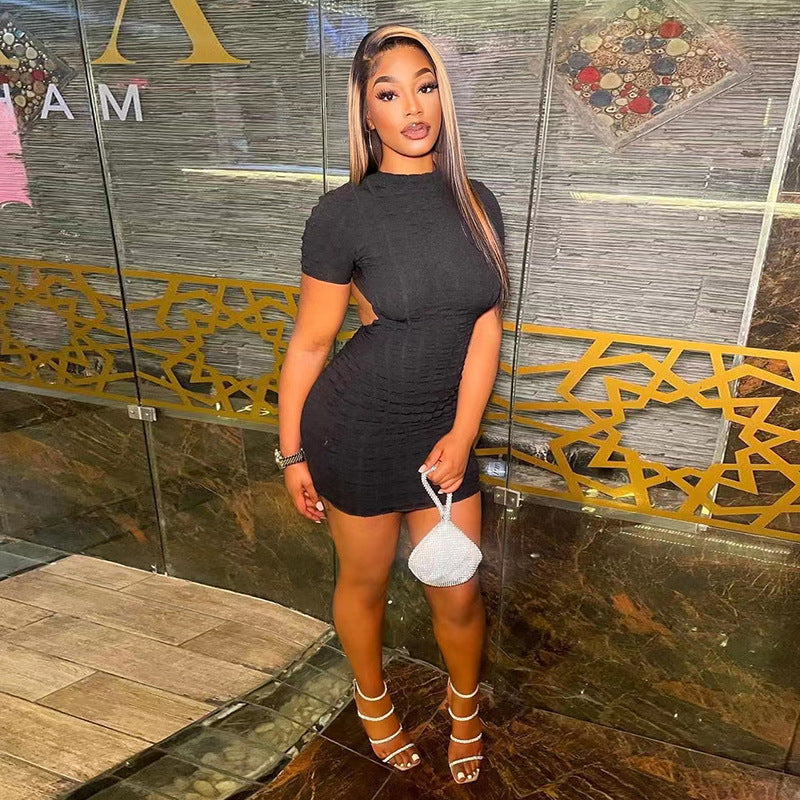 Music Festivals Rave Outfits Dress Summer Women's Clothing Fashion Backless round Neck Short Sleeve