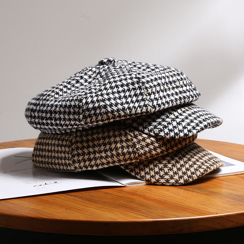 Vintage Check Bucket Hat Beret