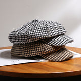 Vintage Check Bucket Hat Beret