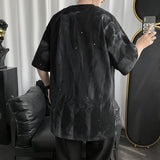 Men T-Shirts Tie-Dyed Dark Printed Loose