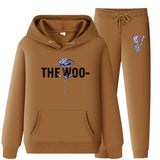 Vlone Hoodie & Pants 2 Piece Set V Printing Stylish Casual Hooded