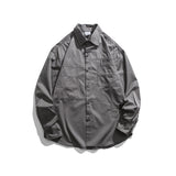 Man Fall Outfis Retro Simple Solid Color Long Sleeve Shirt Loose Casual Shirt
