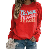 Merry and Bright Sweatshirts Teach Printed Crew Neck Sweatshirt Autumn and Winter Women's plus Size