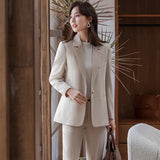 Interview Suit Women Apricot Small Suit Jacket Spring and Autumn Suit