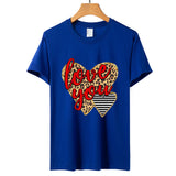 Valentine's Day T Shirt Love You Heart Printing Pullover Cotton Short Sleeve Women's T-shirt