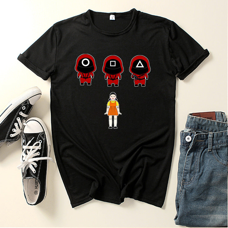 Squid Game Costume 2D Digital Creative Printing Casual Short Sleeve T-shirt