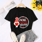 Valentine's Day T Shirts Couples Letter Heart Printing Women's Pullover T-shirt