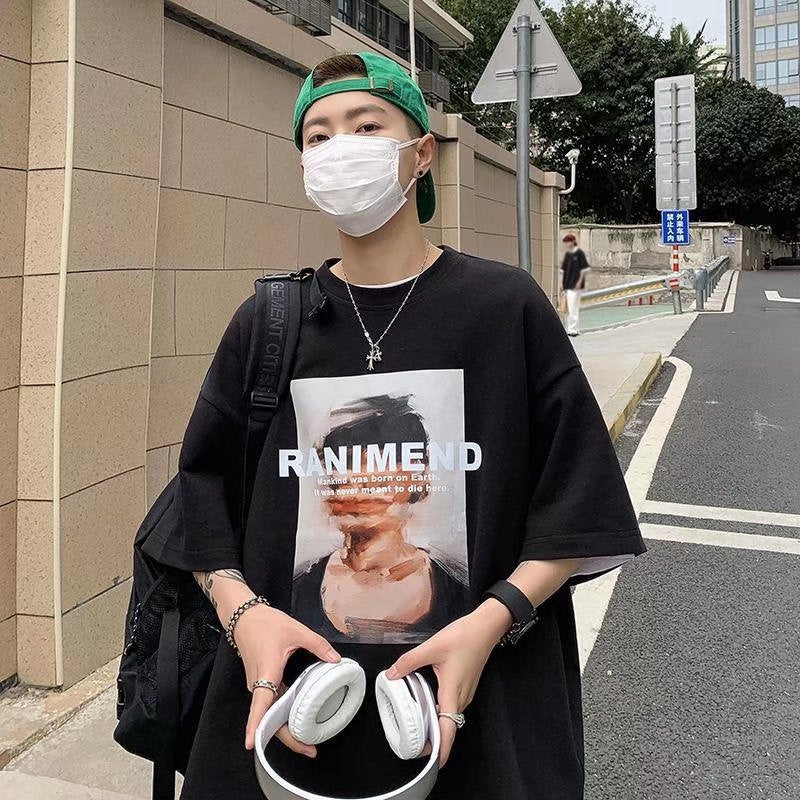 Men T-Shirts Loose round Neck Half Sleeve