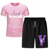 Vlone T Shirts & Shorts 2 Piece Set Short Sleeve T-Shirt Sports Summer