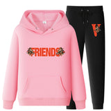 Vlone Hoodie & Pants 2 Piece Set Printed Sweater Casual
