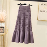 MIDI Mauve Skirt Knitted Skirt A- Line Autumn and Winter