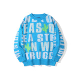 Men Sweater Letter Jacquard Sweater Men's Trendy Pullover