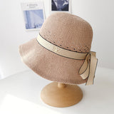 Women Bucket Hat Bowknot Wavy Edge Bucket Hat