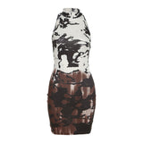 Music Festivals Rave Outfits Dress Summer Women's Clothing round Neck Fashion Printed Slim Fit