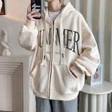 Men Hoodie Cardigan Sweater Teenagers Baggy Coat
