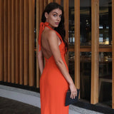 Kendall Jenner Wedding Guest Dress Solid Color Sleeveless Sexy Backless Slit
