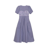 MIDI Mauve Wrap Dress Purple Puff Sleeve Dress Female