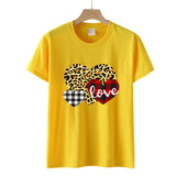 Valentine's Day T Shirt Men's and Women's Heart Printing Pullover Cotton Short Sleeve Women's T-shirt