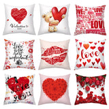 Valentine's Day Pillow Covers 4 Piece Random Styles Together, Printed Couple Love Love Heart Flowers Back Cushion