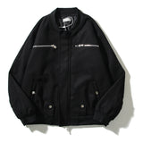 Cardigan Baseball Jacket Back Zipper Flight Jacket Archive Jacket Solid Color Baseball Uniform