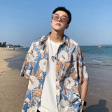 Men Shirts Floral Shirt Half Sleeve