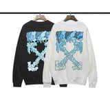 Off White Sweatshirts Autumn And Winter Arrow Print Crew Neck Pullover Sweatshirt Baggy Coat