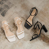 Nude Block Heels Sandals Women's Summer Chunky Heel Roman Shoes High Heels