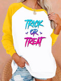 Halloween Costumes Letter Printing Capless Round Neck Contrast Color Sweatshirt Women