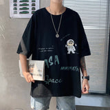 Men T-shirt Loose Hip Hop Half Sleeve