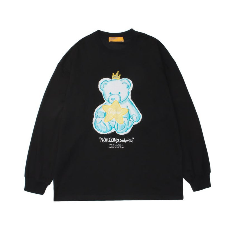 Crew Neck Sweatshirts for Men Menswear Autumn Clothes Cartoon Bear Printed Crew Neck Sweatshirt Men