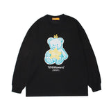 Crew Neck Sweatshirts for Men Menswear Autumn Clothes Cartoon Bear Printed Crew Neck Sweatshirt Men