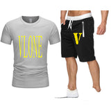 Vlone T Shirts & Shorts 2 Piece Set Men'S Printed Casual Short-Sleeved T-Shirt