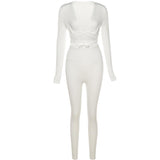 Summer Tight Sexy Cropped Lace-up Solid Color Jumpsuit for Women