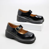Mary Jane Shoes Summer Buckle Height-Increasing Leather Shoes Women