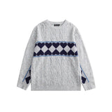 Men Sweater Contrast Color Heart Jacquard Sweater Men's Loose round Neck Pullover