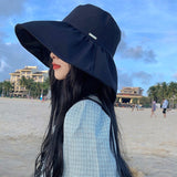Women Bucket Hat Sun-Proof Big Brim Face-Covering