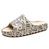 Mens Slide Summer Slippers Men'S Shoes Sesame Street Graffiti Casual Slippers