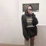 Nirvana Hoodie False Perception Jesus Heart Print Distressed Loose Hooded Sweater