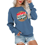 Merry and Bright Sweatshirts Merry and Bright Printed Large Size round Neck Sweater