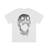 Skull T Shirt Bullet Hole Heavy Metal Letter Skull Loose