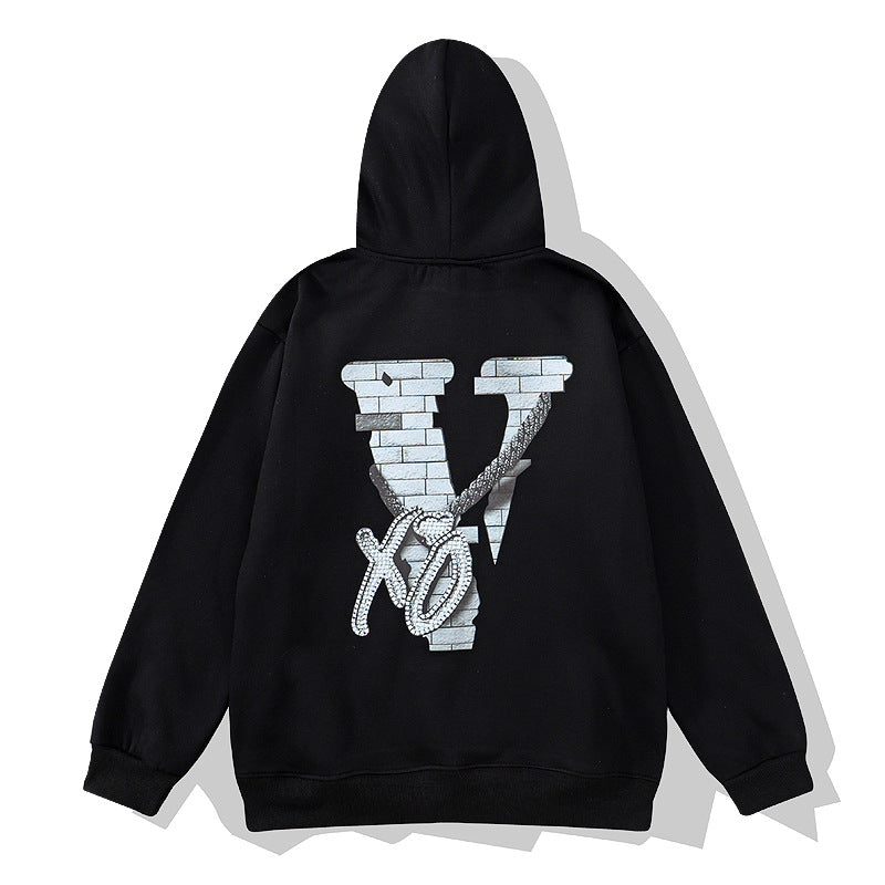 Kanye West Sunday Service Hoodie Wall & Metal Necklace Printed Velvet Padded Hooded Sweatshirt