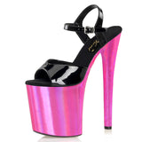 Hot Pink Heels 20cm Pink Solid Color High Heel Transparent Sandals Fish Mouth