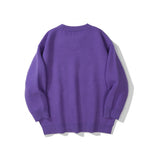 Men Sweater Cartoon Bear Embroidery Sweater Men's Loose round Neck Pullover
