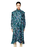 Kendall Jenner Wedding Guest Dress Elegant Lapel Floral Irregular Ruffled Loose Slimming Long Sleeves