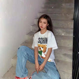 Moschino T Shirt Printed T-Shirt Women Loose Casual Short-Sleeved Top